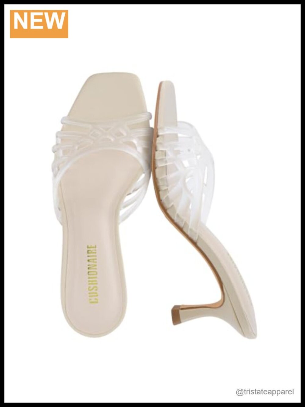 Jelly Kitten Heel Mule Sandals Square Toe Slip-On Cutout Lattice